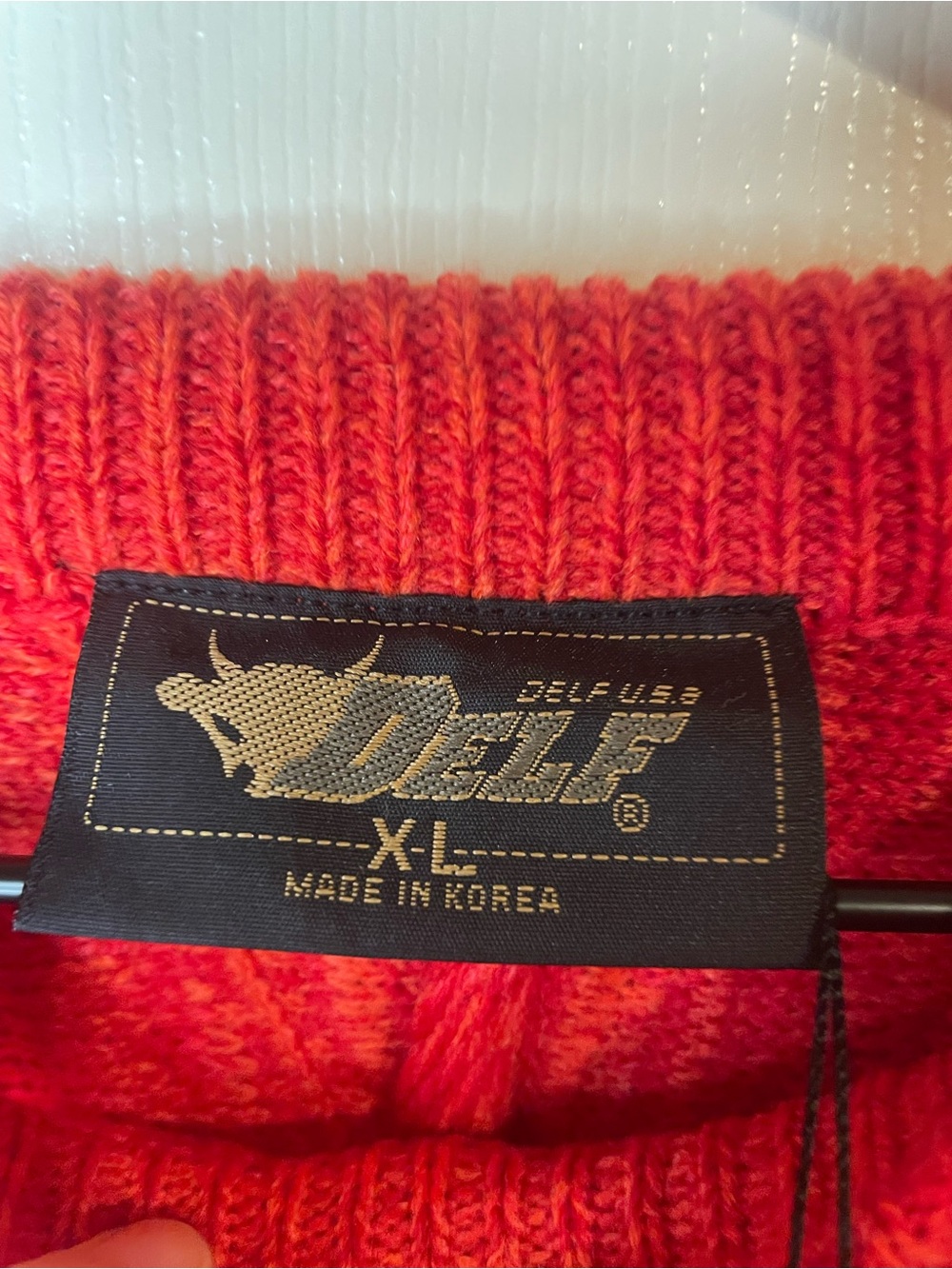 Delf USA COOGI Style Red Knit Crewneck Sweater Size XL - Picture 5 of 9